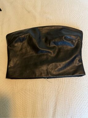 Aritzia Black Faux Leather Strapless Tube Top